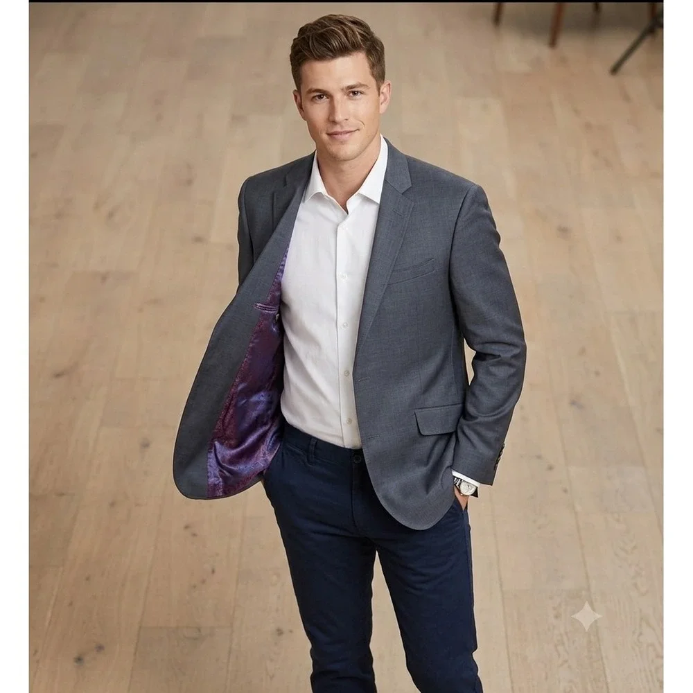 Ted Baker Blazer‎ Mens 42L Blue Endurance Jarrett SPJ 100% Wool Two Button